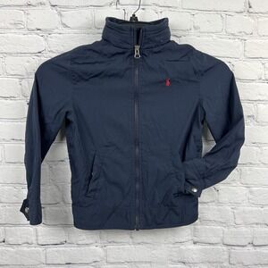 Polo Ralph Lauren Kids Navy Blue Windbreaker Jacket Packable Hood  Size 7 Unisex